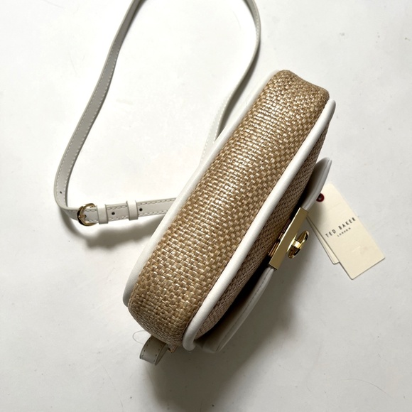 NWT TED BAKER Sadie May Flap CrossBody Bag Straw White Classic Summer Woven - Picture 7 of 12